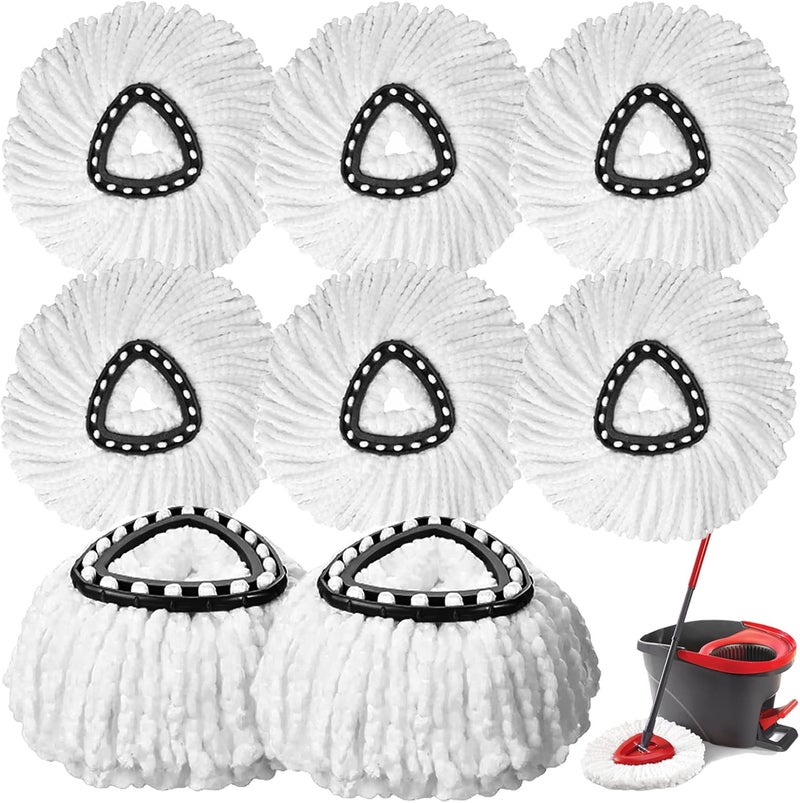 XHMAXE 8 PCS Spin Mop Replacement Head,100% Microfiber Mopping Head Replacement Compatible with Triangle Spin Mop, 360 Degree Micro Spinning Mop Replace Head for Easy House Cleaning Floor Mopping - Image 1